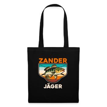 ZANDER JÄGER Lustiges Angler Outfit Angeln - Stoffbeutel - Schwarz - Vorne