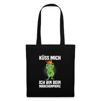Karneval Frosch KÜSS MICH BIN DEIN MÄRCHENPRINZ - Stoffbeutel - Schwarz - Vorne