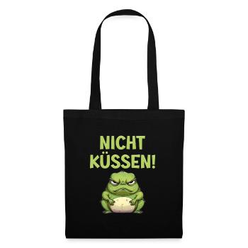 Froschkostüm NICHT KÜSSEN Lustiges Faschings - Stoffbeutel - Schwarz - Vorne