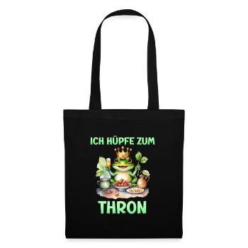 Froschkostüm ICH HÜPFE ZUM THRON Lustiges - Stoffbeutel - Schwarz - Vorne