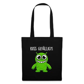 Karneval Frosch KUSS GEFÄLLIG? Lustiges Hässlicher - Stoffbeutel - Schwarz - Vorne
