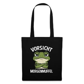 Karneval Kostüm Lustig VORSICHT MORGENMUFFEL - Stoffbeutel - Schwarz - Vorne
