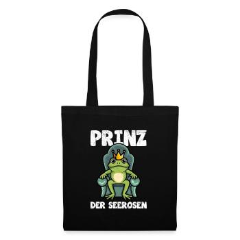 Faschings Frosch PRINZ DER SEEROSEN Lustiges - Stoffbeutel - Schwarz - Vorne