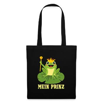 Karneval Kostüm Frosch MEIN PRINZ Lustiges - Stoffbeutel - Schwarz - Vorne