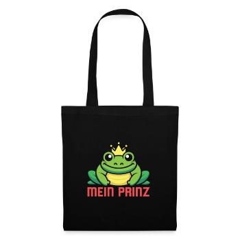 Karneval Party Männer MEIN PRINZ Lustiges Frosch - Stoffbeutel - Schwarz - Vorne