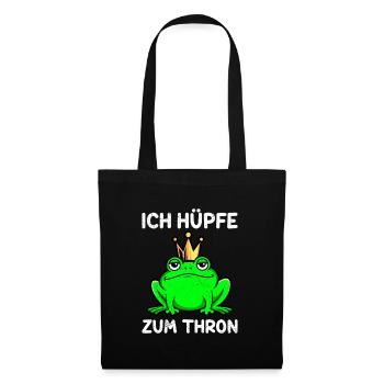 Karneval Frosch ICH HÜPFE ZUM THRON Lustiges - Stoffbeutel - Schwarz - Vorne