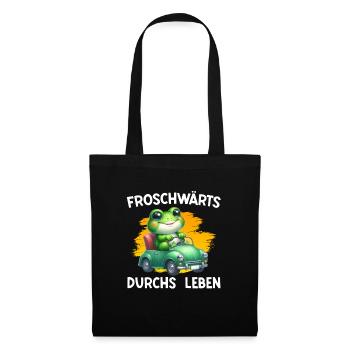 Froschkostüm FROSCHWÄRTS DURCHS LEBEN Lustiges - Stoffbeutel - Schwarz - Vorne