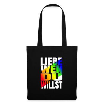 Liebe wen du willst LGBTQ+ PrideRegenbogen - Stoffbeutel - Schwarz - Vorne