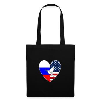 États-Unis, Russie, Drapeau, Cœur, Colombe de la Paix, Ukraine - Sac en tissu - noir - Devant