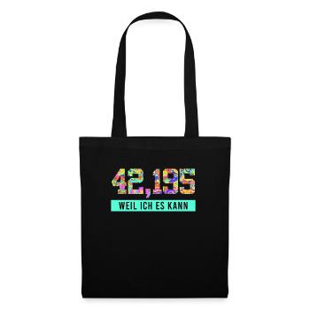 Läufer 42.195 WEIL ICH ES KANN Laufen Lustiges - Stoffbeutel - Schwarz - Vorne