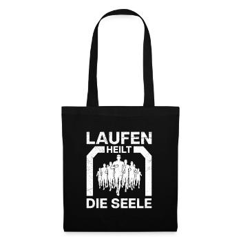 LAUFEN HEILT DIE SEELE Läufer Lustiges - Stoffbeutel - Schwarz - Vorne
