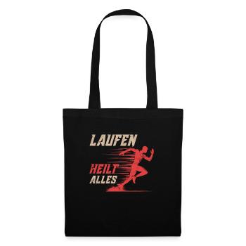 Läufer LAUFEN HEILT ALLES Laufen Lustiges - Stoffbeutel - Schwarz - Vorne