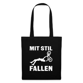 Radfahren MIT STIL FALLEN Radler Lustiges - Stoffbeutel - Schwarz - Vorne