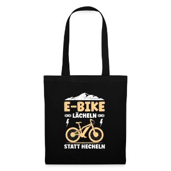 Elektro Fahrrad E-BIKE LÄCHELN STATT HECHELN - Stoffbeutel - Schwarz - Vorne