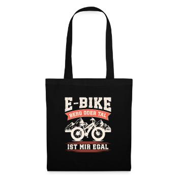 E-BIKE BERG ODER TAL IST MIR EGAL Lustiges - Stoffbeutel - Schwarz - Vorne