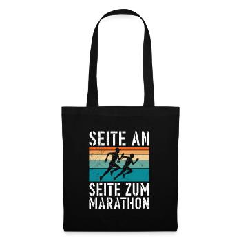 Läufer SEITE AN SEITE ZUM MARATHON Lustiges - Stoffbeutel - Schwarz - Vorne