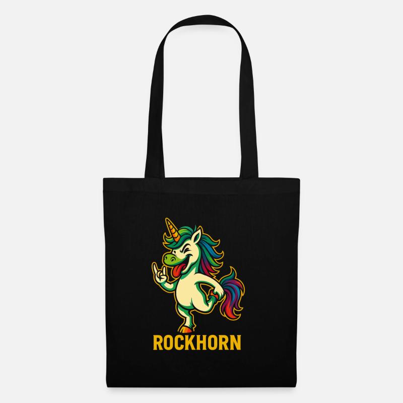 Rockhorn Einhorn Spruch Design - Stoffbeutel - Schwarz