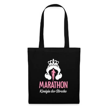 MARATHON KÖNIGIN DER STRECKE Läuferin Lustiges - Stoffbeutel - Schwarz - Vorne