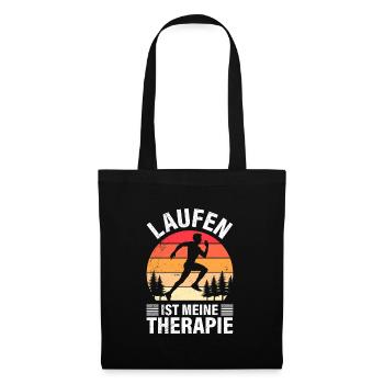 LAUFEN IST MEINE THERAPIE Läufer Lustiges - Stoffbeutel - Schwarz - Vorne
