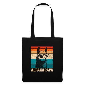 Werdender Vater ALPAKAPAPA Retro Lustig - Stoffbeutel - Schwarz - Vorne