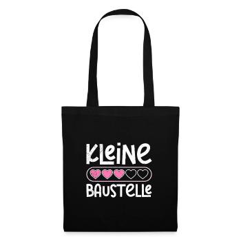 Bald Mama KLEINE BAUSTELLE Baby Kommt Lustiges - Stoffbeutel - Schwarz - Vorne