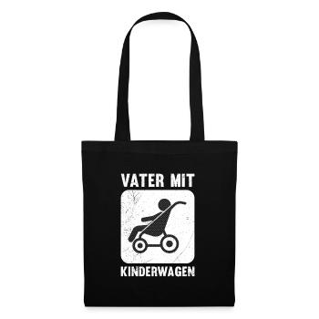 Werdender Vater MIT KINDERWAGEN Lustiges - Stoffbeutel - Schwarz - Vorne