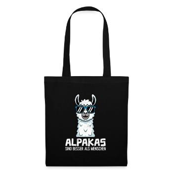 Alpaka Fan ALPAKAS SIND BESSER ALS MENSCHEN LusAlp - Stoffbeutel - Schwarz - Vorne