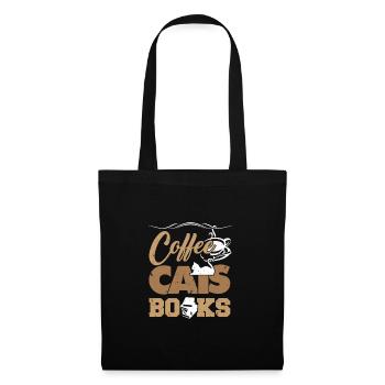 Café Chats Livres Idée cadeau - Sac en tissu - noir - Devant