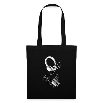 Casque et cassette - Sac en tissu - noir - Devant