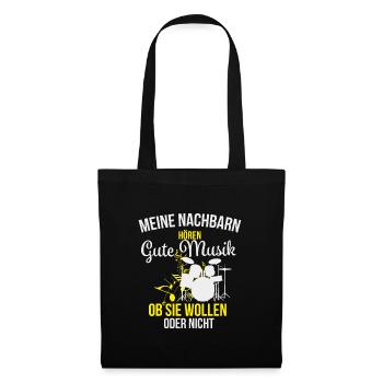 Schlagzeuger Schlagzeug Drummer Geschenk - Stoffbeutel - Schwarz - Vorne
