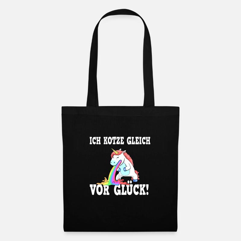 Ich Kotze Gleich Vor Glück - Einhorn JGA - Stoffbeutel - Schwarz