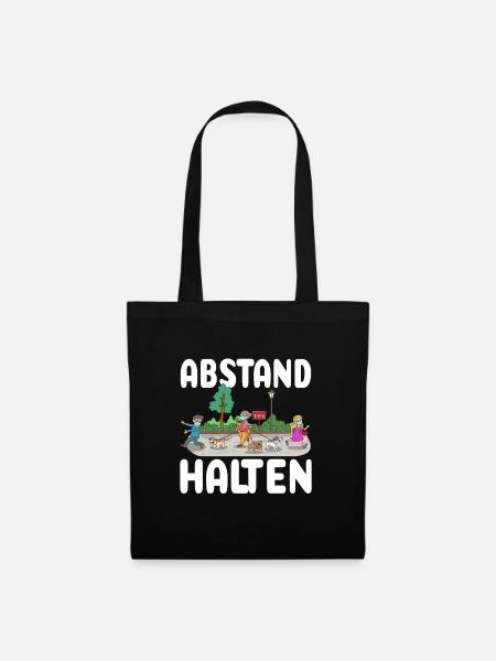 Abstand Halten Oma Hunde Gassi Sicherheitsabstand - Stoffbeutel - Schwarz