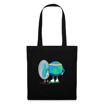 Terre plate de forme physique de globe terrestre de régime drôle - Sac en tissu - noir - Devant