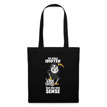 Totenkopf Sensenmann Lustige Geschenkidee Sprüche - Stoffbeutel - Schwarz - Vorne