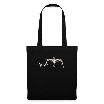Crane Bird Heartbeat - Tote Bag - black - Front