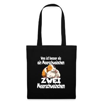Was ist besser als ein Meerschweinchen Zwei - Stoffbeutel - Schwarz - Vorne
