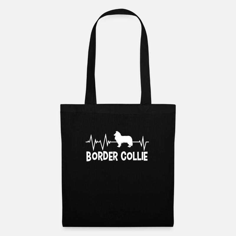 Border Collie Terrier Herzschlag - Stoffbeutel - Schwarz
