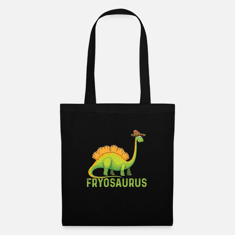 Pommes Frites Dinosaurier Geschenk - Stoffbeutel - Schwarz