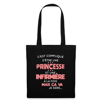 Compliqué d'être une princesse et une infirmière - Sac en tissu - noir - Devant