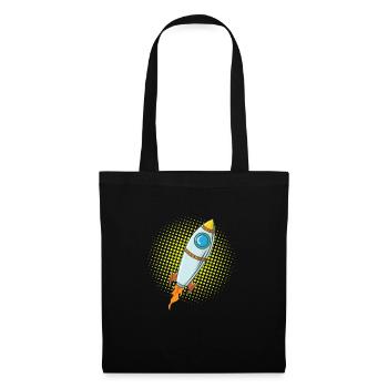Moon Rocket Spaceship Comic Missile - Tote Bag - black - Front