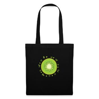 Kiwi Slice Fruit Fruit Animal Nouvelle-Zélande - Sac en tissu - noir - Devant