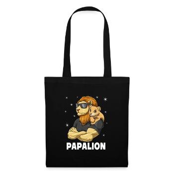 Papalion Löwe Papa und Baby Papa Vatertag für - Stoffbeutel - Schwarz - Vorne