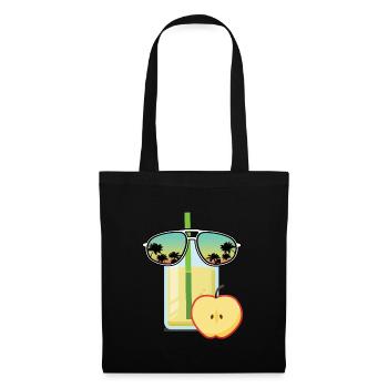 Jus de pomme avec lunettes de soleil - Sac en tissu - noir - Devant