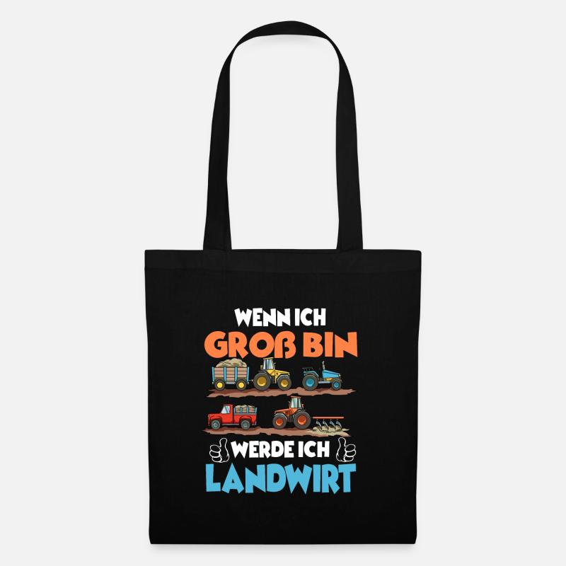 WENN ICH GROß BIN WERDE ICH LANDWIRT - Stoffbeutel - Schwarz