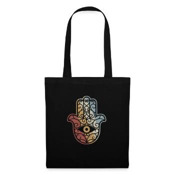 Hamsa Hand der Fatima Retro Style Vintage - Stoffbeutel - Schwarz - Vorne