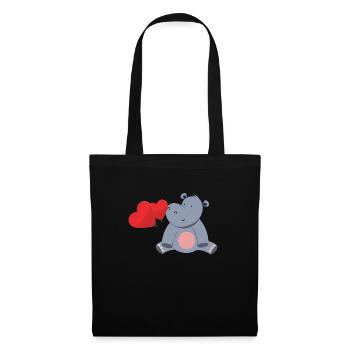 Hippopotame doux - Sac en tissu - noir - Devant