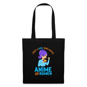 Anime Girl eating ramen Asia Japan Food - Stoffbeutel - Schwarz - Vorne