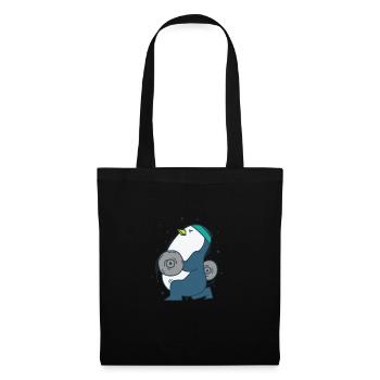 Pingouin fait du fitness avec des poids d’oiseau - Sac en tissu - noir - Devant