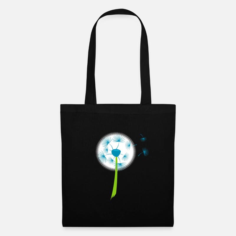 Schöne weiße Pusteblume Blumen Löwenzahn - Stoffbeutel - Schwarz