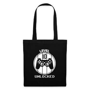 Niveau 10 débloqué pour l’anniversaire du joueur 10 ans - Sac en tissu - noir - Devant